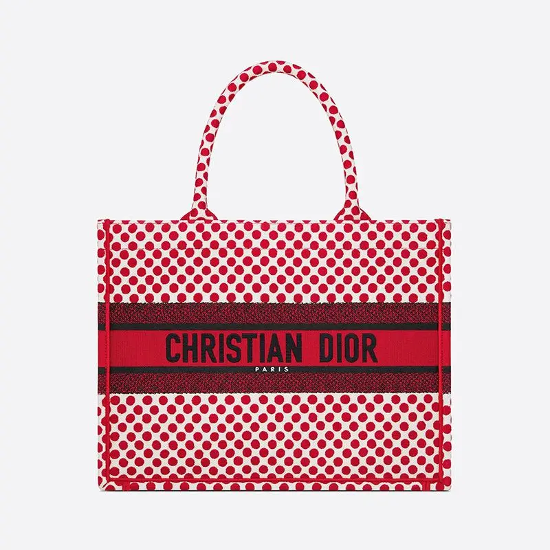 Dior Book Tote Dots Motif Canvas Red