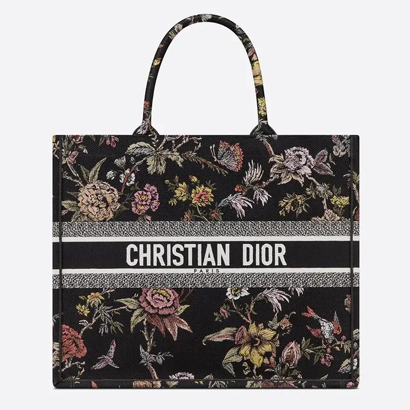 Dior Book Tote Jardin Botanique Motif Canvas Black