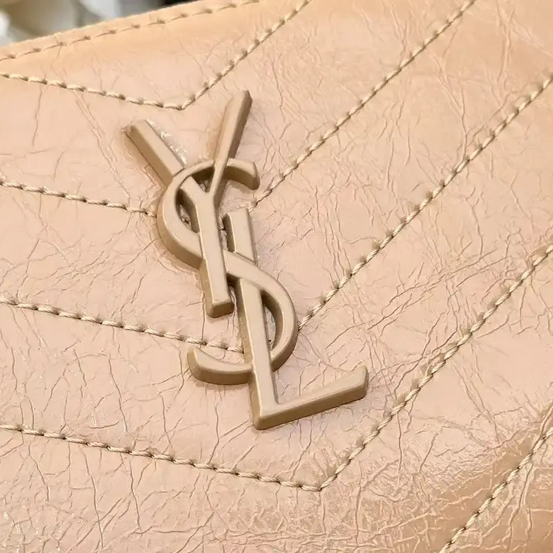 Saint Laurent Large Cassandra Zip Around Wallet In Crinkled Matelasse Leather Apricot