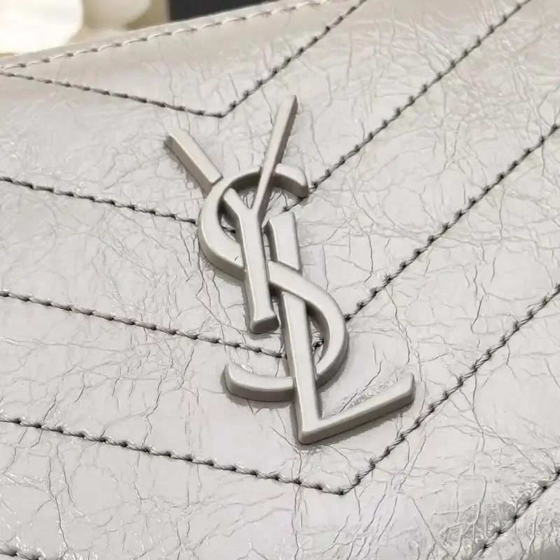 Saint Laurent Large Cassandra Zip Around Wallet In Crinkled Matelasse Leather Grey