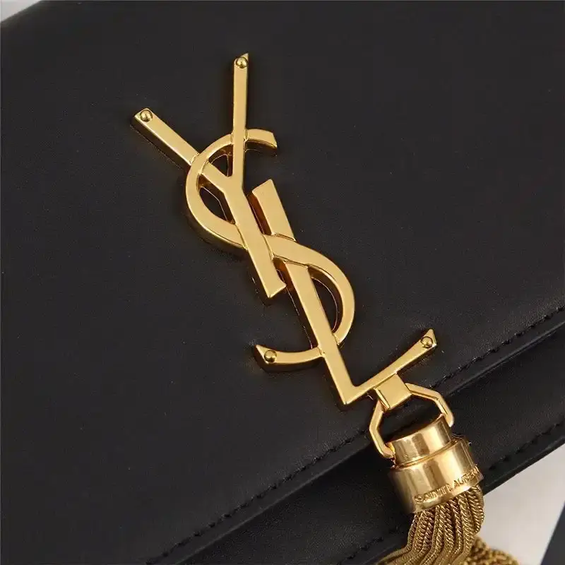 Saint Laurent Large Kate Chain Wallet with Tassel In Leather Black/Gold