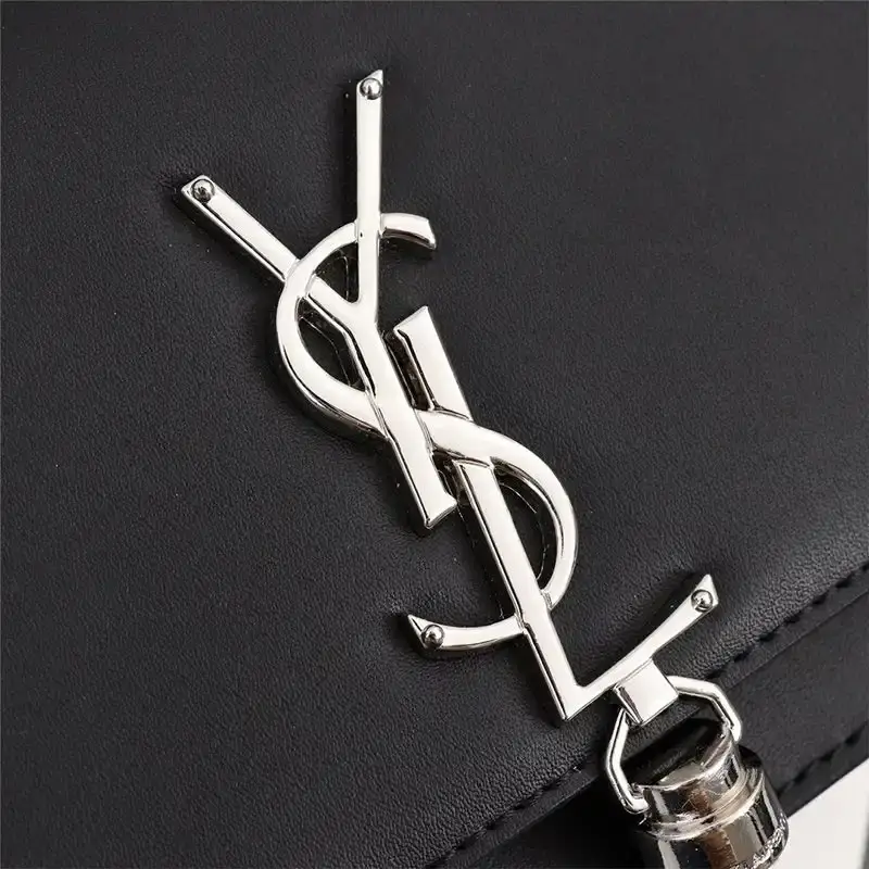 Saint Laurent Large Kate Chain Wallet with Tassel In Leather Black/Silver