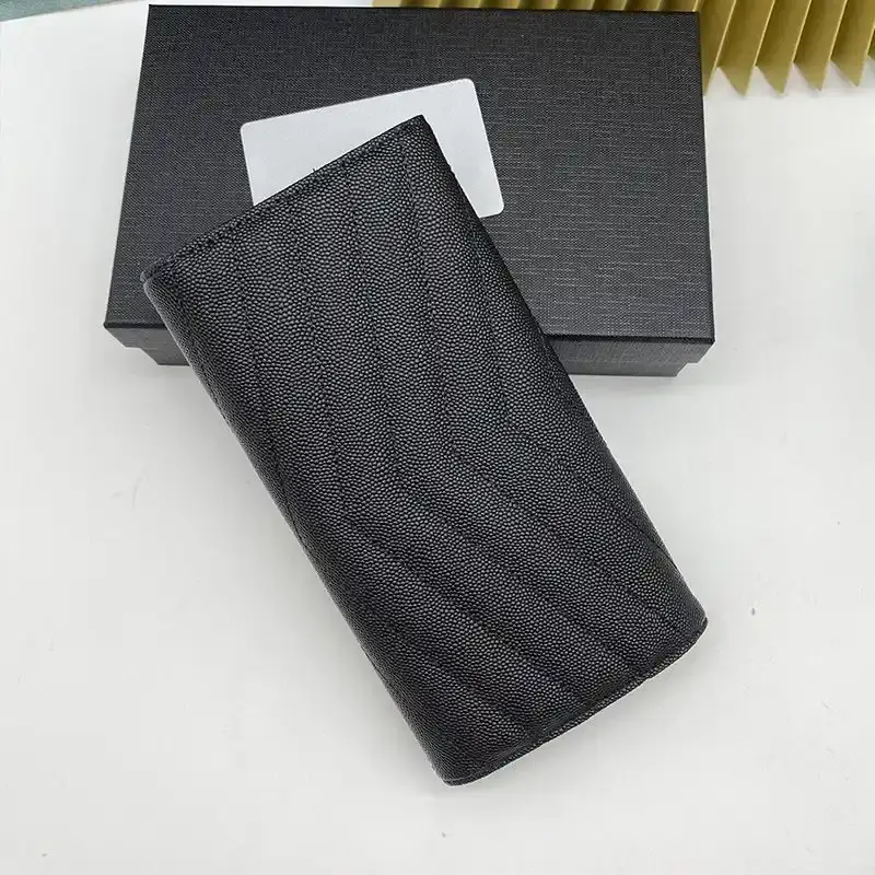 Saint Laurent Large Monogram Flap Wallet In Grained Matelasse Leather Black/Gold