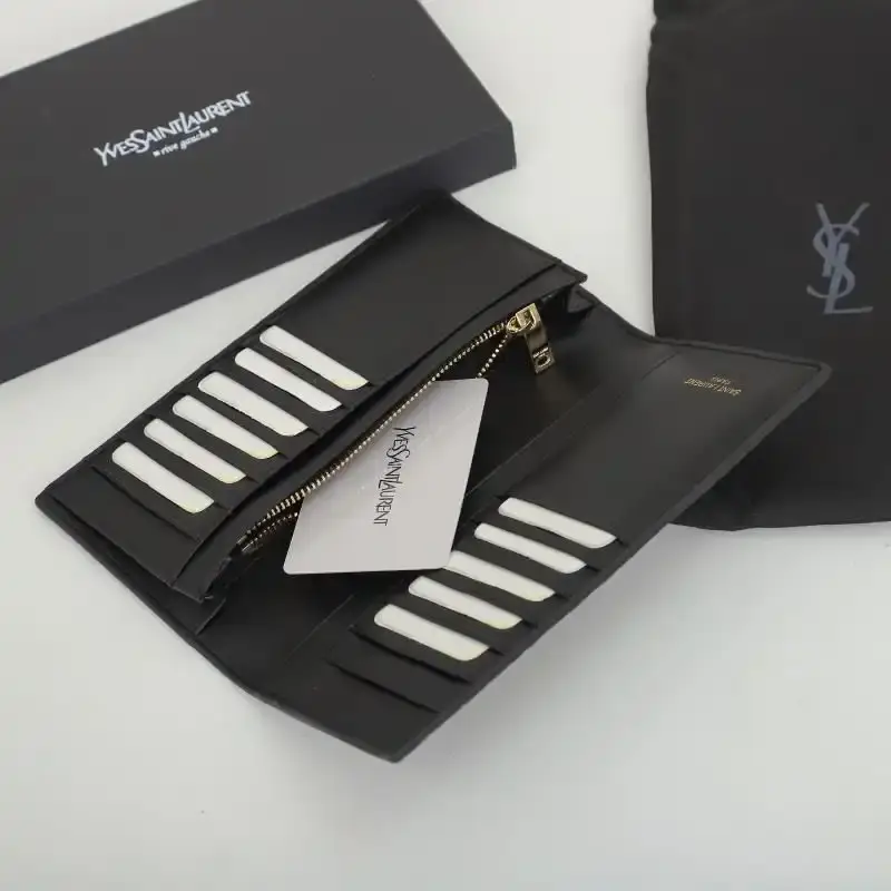Saint Laurent Large Tiny Monogram Continental Wallet In Crocodile Embossed Leather Black/Gold
