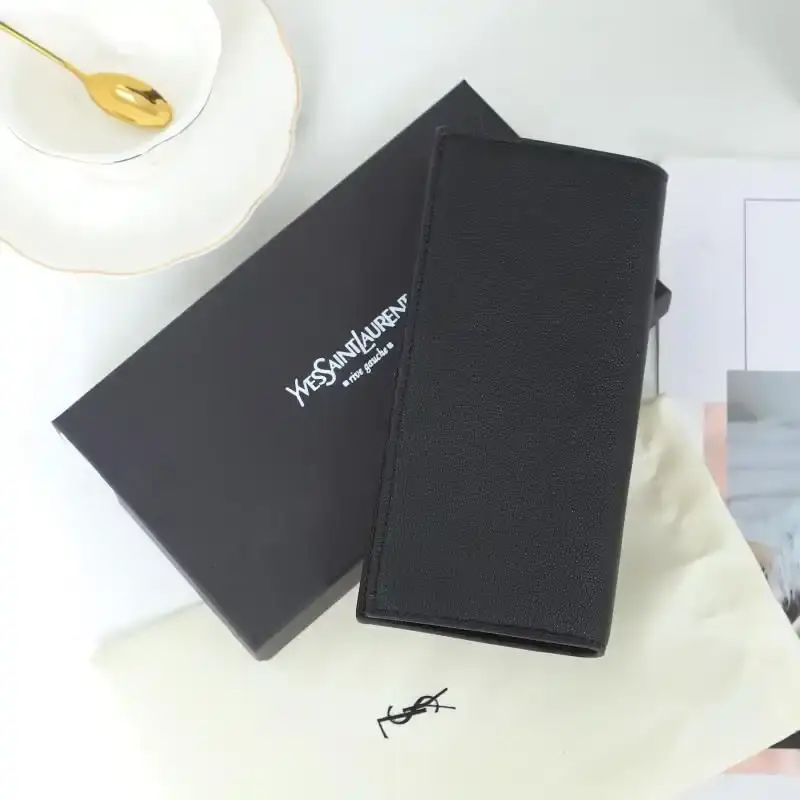 Saint Laurent Large Tiny Monogram Continental Wallet In Grained Leather Black/Gold