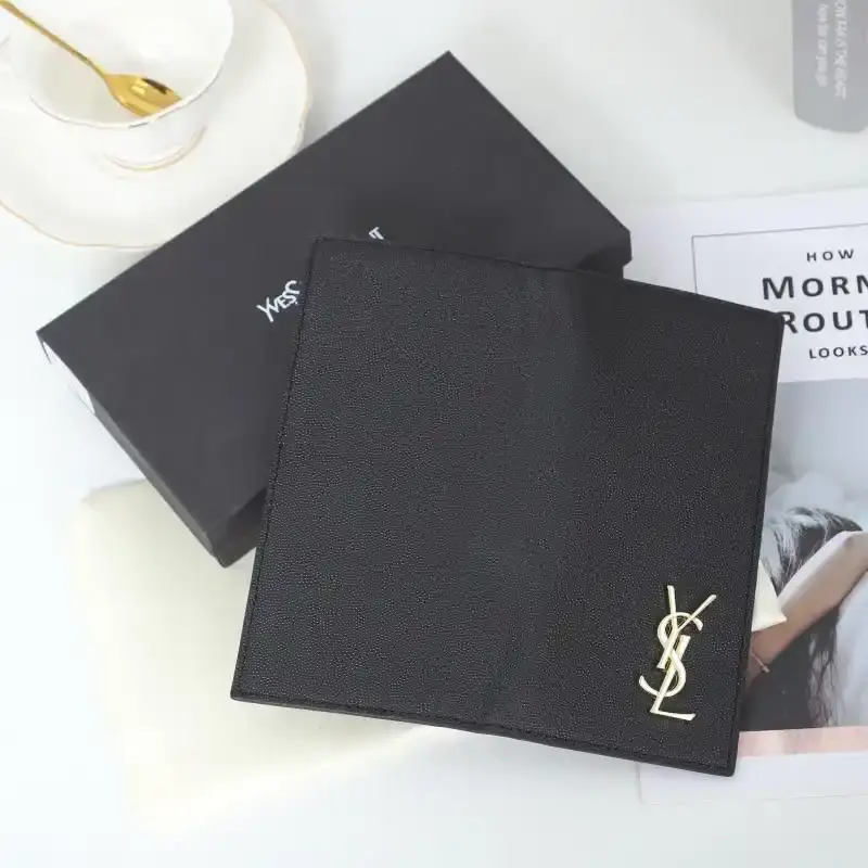 Saint Laurent Large Tiny Monogram Continental Wallet In Grained Leather Black/Gold