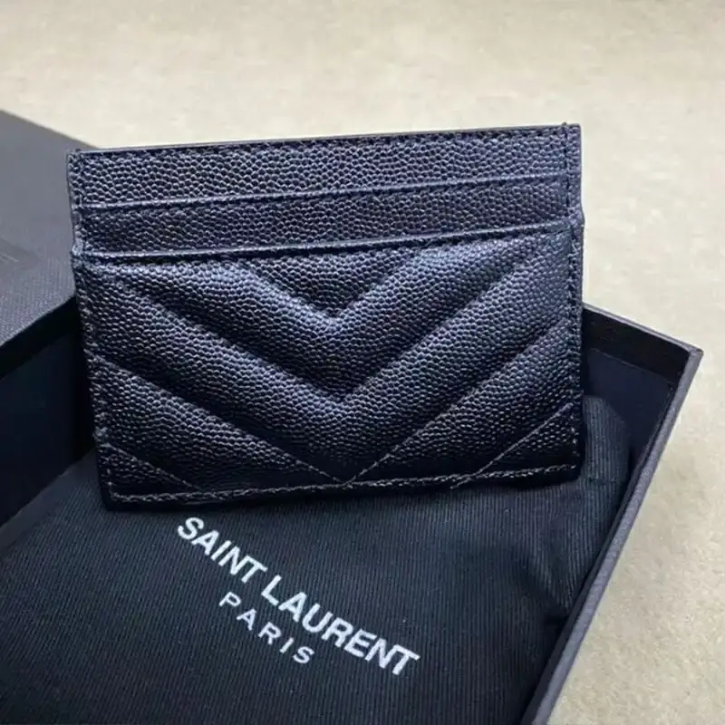 Saint Laurent Monogram Card Case In Grained Matelasse Leather Black/Gold