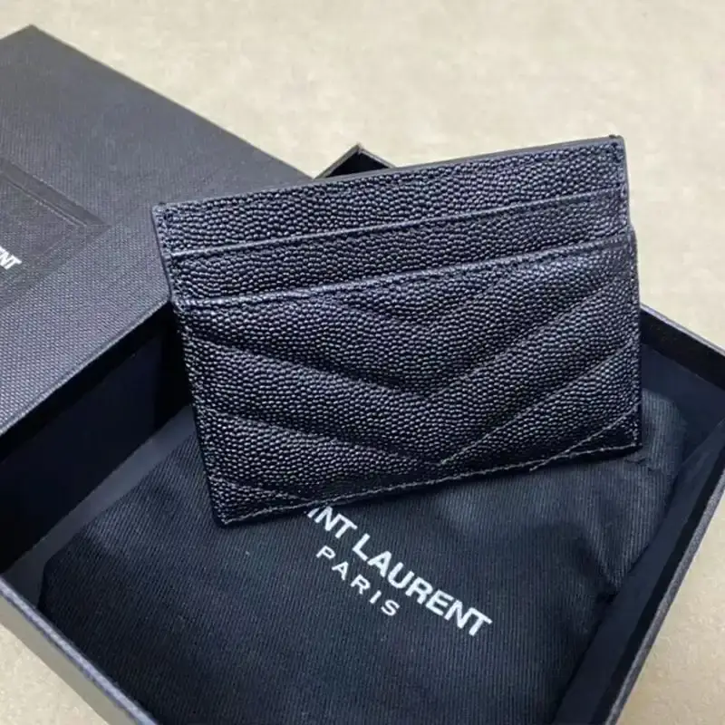 Saint Laurent Monogram Card Case In Grained Matelasse Leather Black/Silver