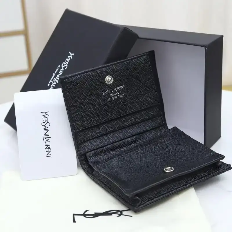 Saint Laurent Monogram Flap Card Case In Grained Matelasse Leather Black