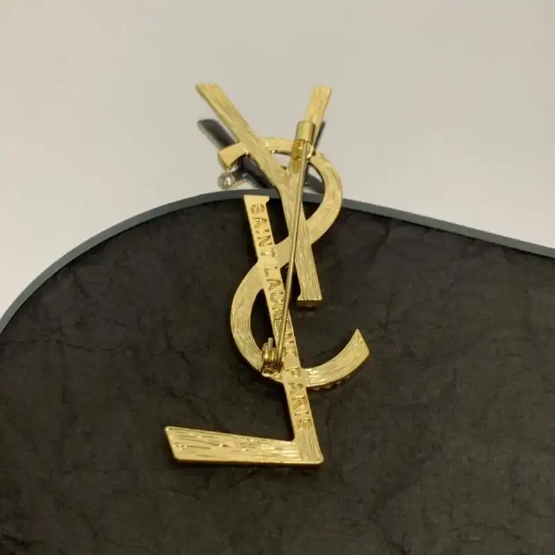 Saint Laurent Opyum Brooch In Metal, Enamel and Crystals Gold/Black
