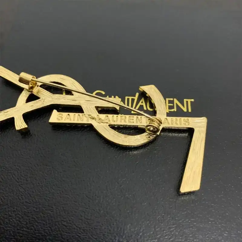 Saint Laurent Opyum Brooch In Metal, Enamel and Crystals Gold/Black