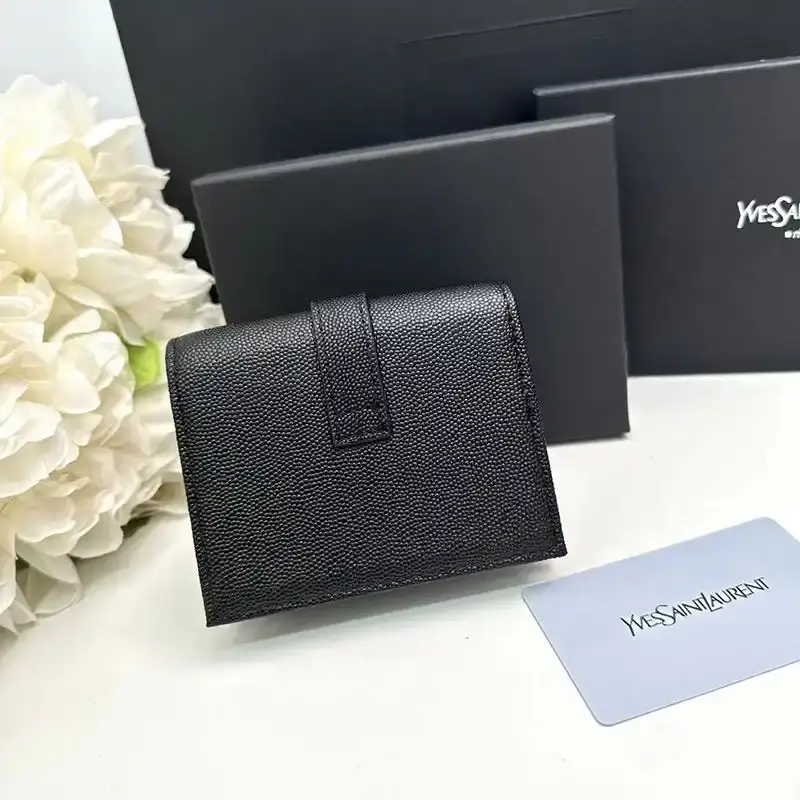 Saint Laurent Small Line Bifold Wallet In Grained Leather Black