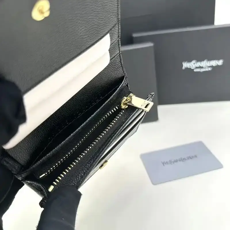 Saint Laurent Small Line Bifold Wallet In Grained Leather Black