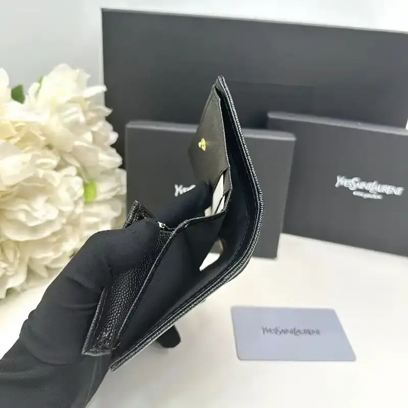 Saint Laurent Small Line Bifold Wallet In Grained Leather Black