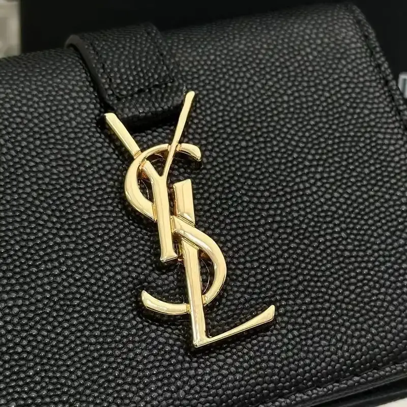 Saint Laurent Small Line Bifold Wallet In Grained Leather Black