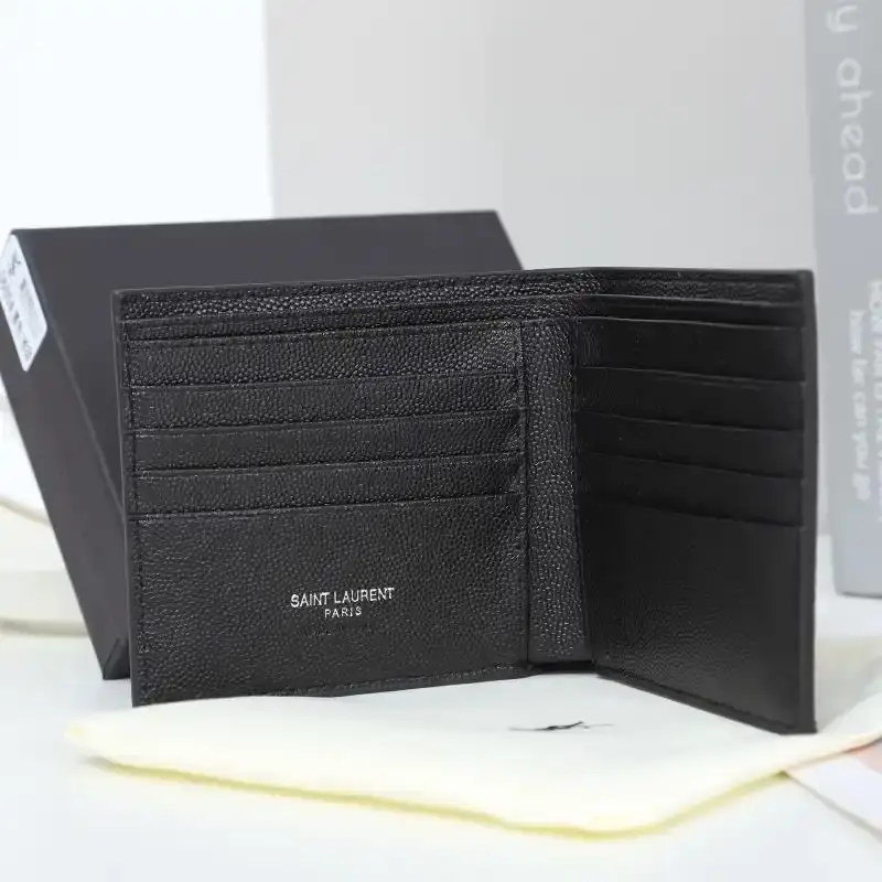 Saint Laurent Small Monogram East/West Wallet In Grained Leather Black