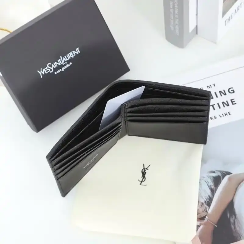 Saint Laurent Small Monogram East/West Wallet In Grained Leather Black