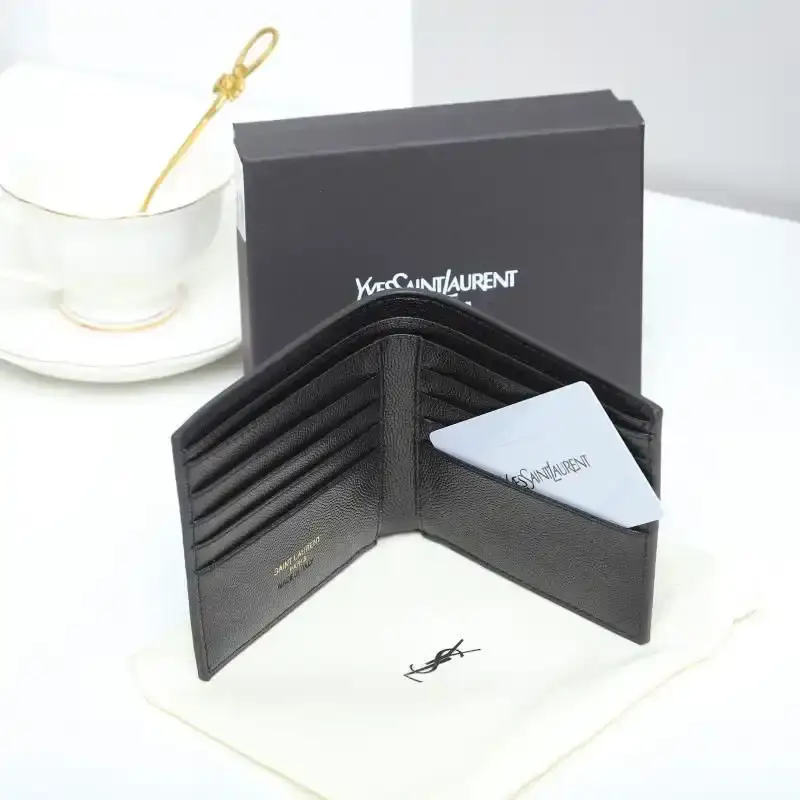 Saint Laurent Small Monogram East/West Wallet In Grained Leather Black