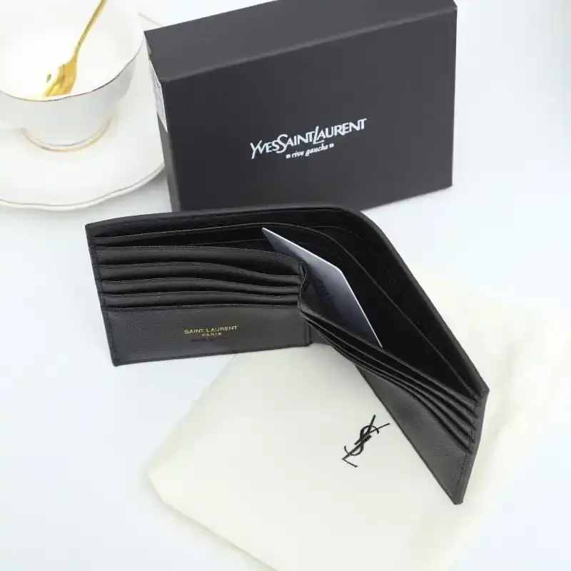 Saint Laurent Small Monogram East/West Wallet In Grained Leather Black