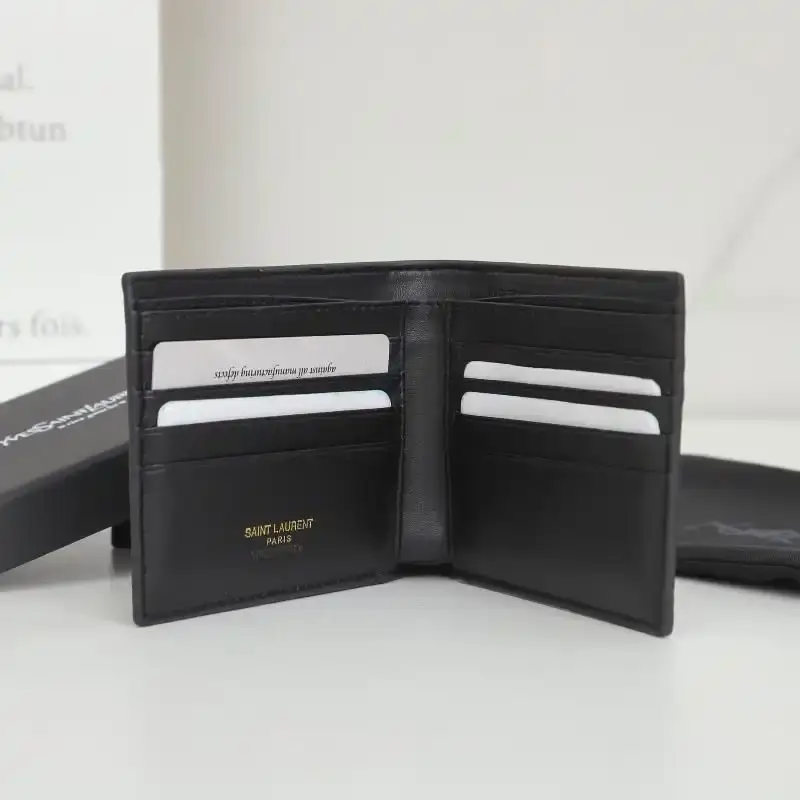 Saint Laurent Small Tiny Monogram East/West Wallet In Crocodile Embossed Leather Black/Gold