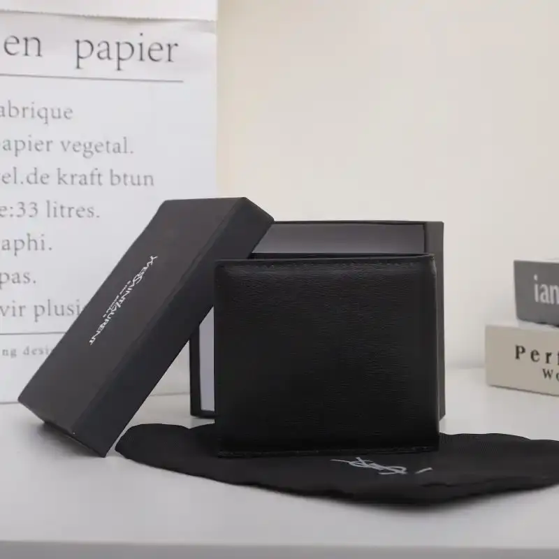 Saint Laurent Small Tiny Monogram East/West Wallet In Smooth Leather Black/Gold