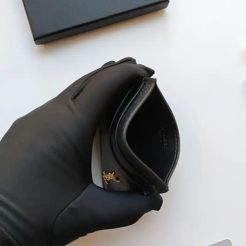 Saint Laurent Tiny Monogram Card Case In Grained Leather Black