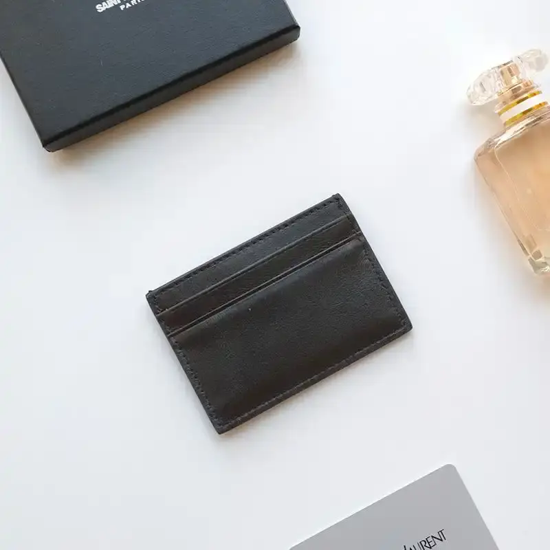 Saint Laurent Tiny Monogram Card Case In Smooth Leather Black/Gold