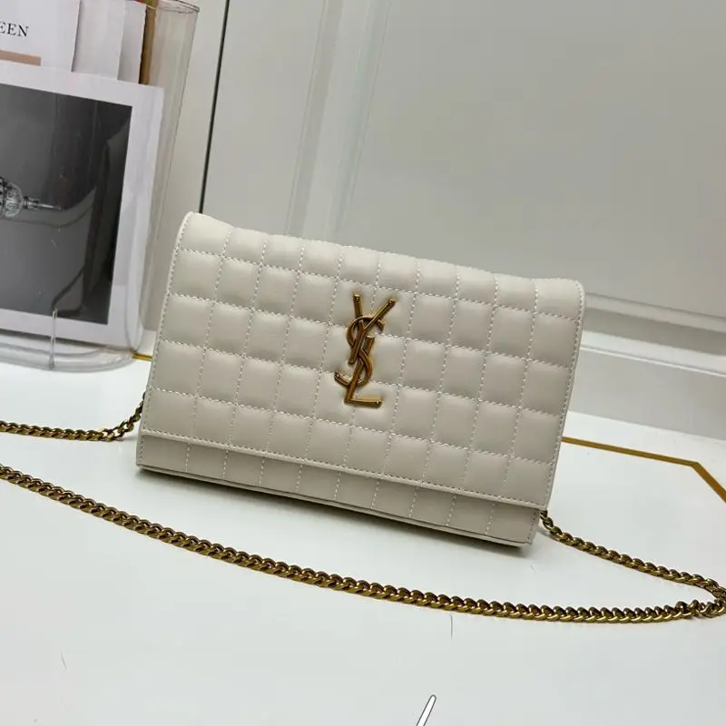 Saint Laurent Outlet Bags 9 Saint Laurent Large Cassandre Chain Wallet In Lambskin White Gold