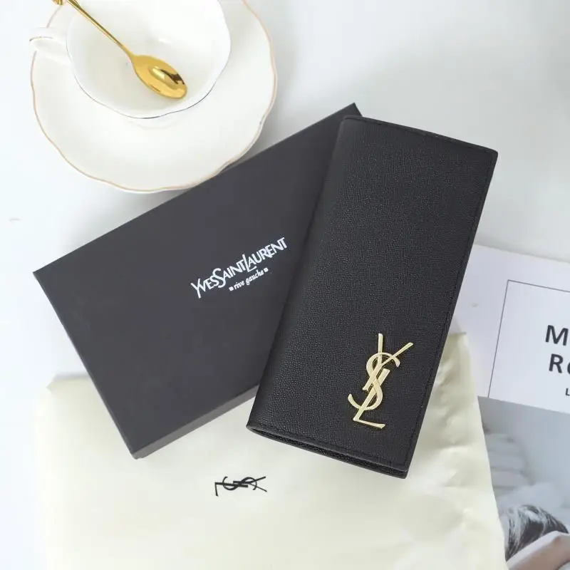 Saint Laurent Outlet Bags 14 Saint Laurent Large Tiny Monogram Continental Wallet In Grained Leather Black Gold