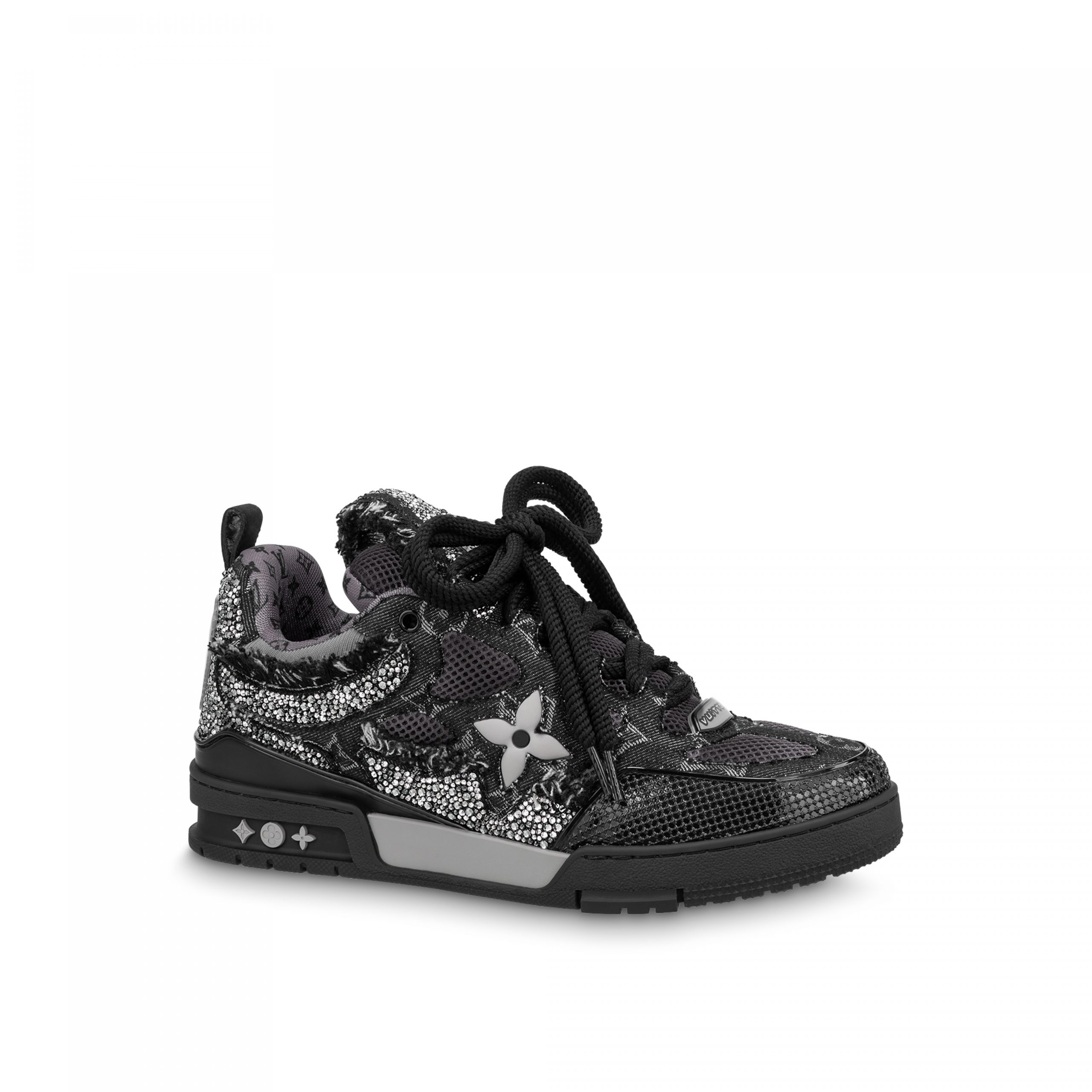 Louis Vuitton LV Skate Sneaker Swarovski Crystals Monogram Denim Black ...