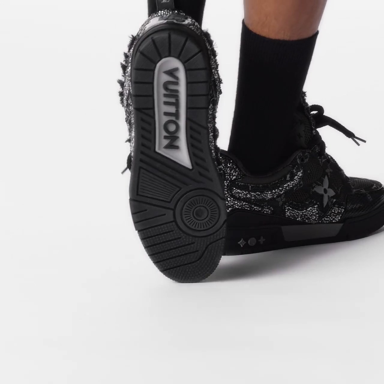 Louis Vuitton LV Skate Sneaker Swarovski Crystals Monogram Denim Black ...
