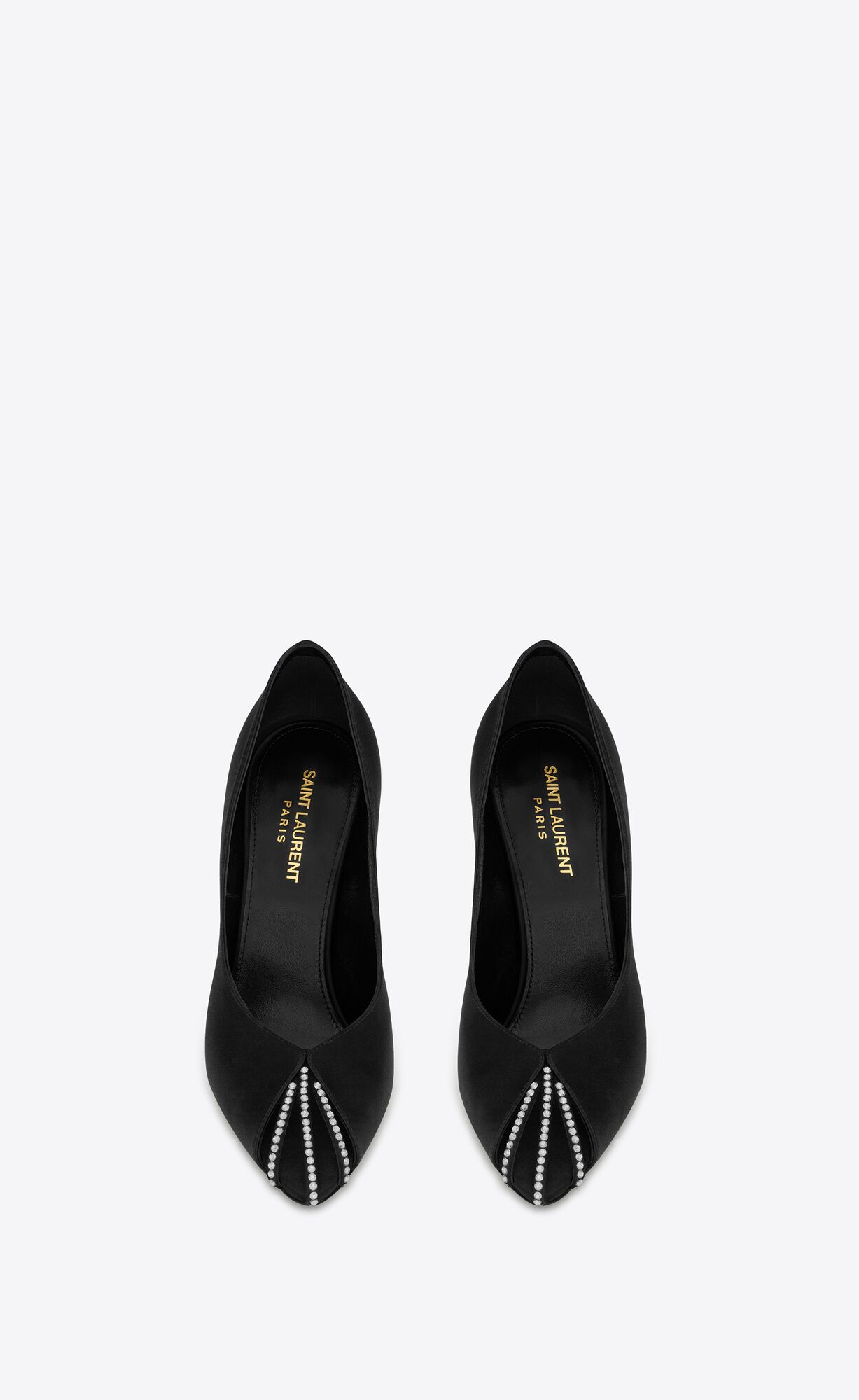 YSL Alix Pumps In Silk Satin And Rhinestones Black And Silver | 2458713-LP