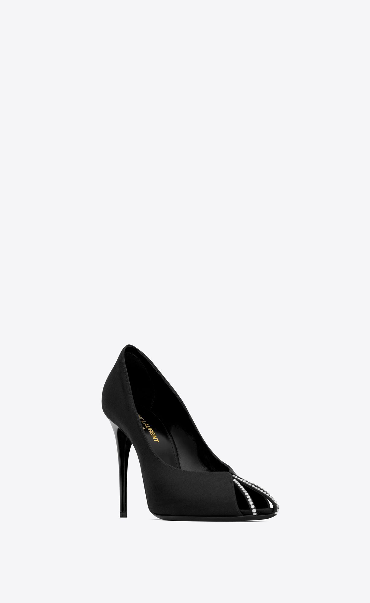 YSL Alix Pumps In Silk Satin And Rhinestones Black And Silver | 2458713-LP