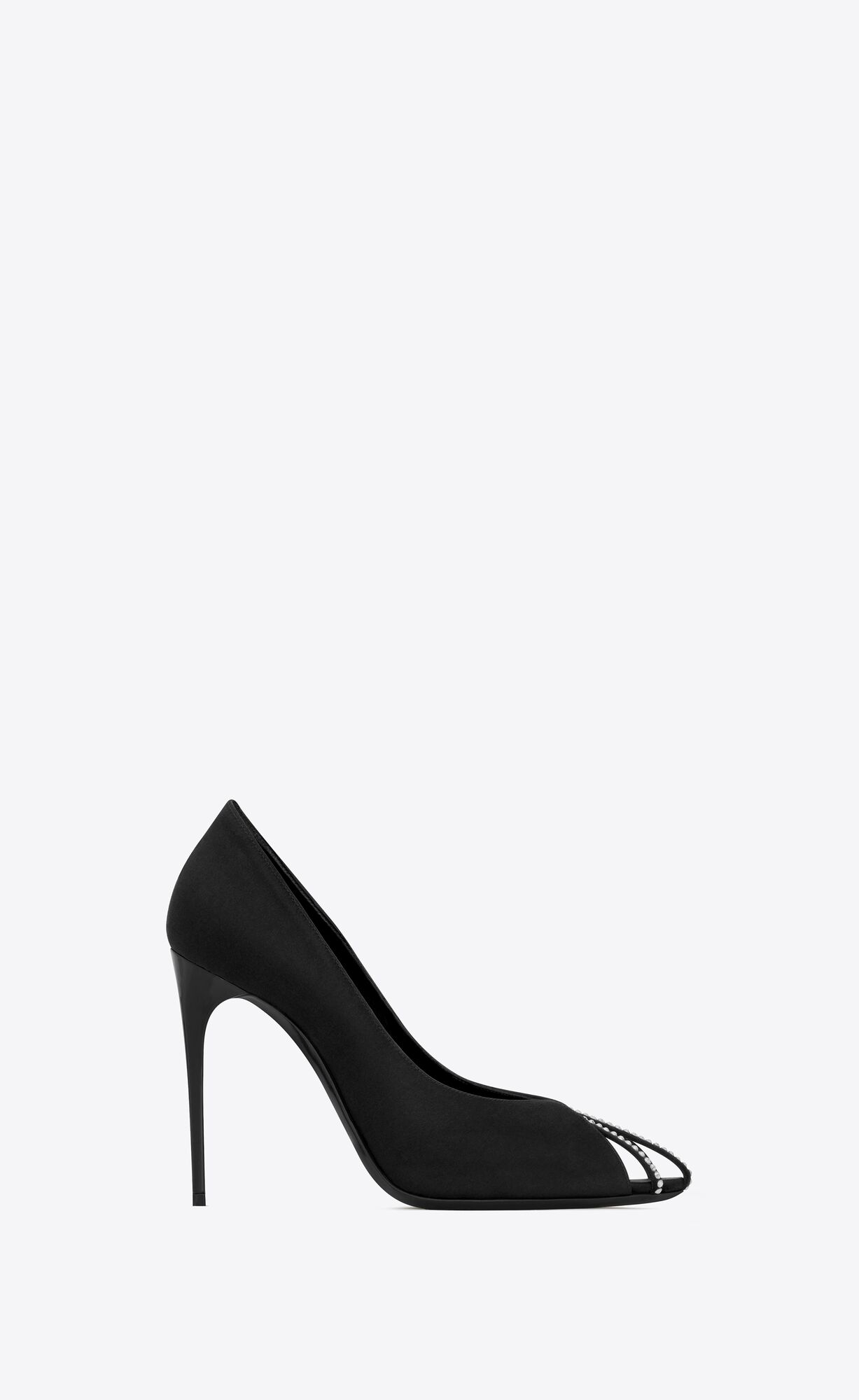 YSL Alix Pumps In Silk Satin And Rhinestones Black And Silver | 2458713-LP