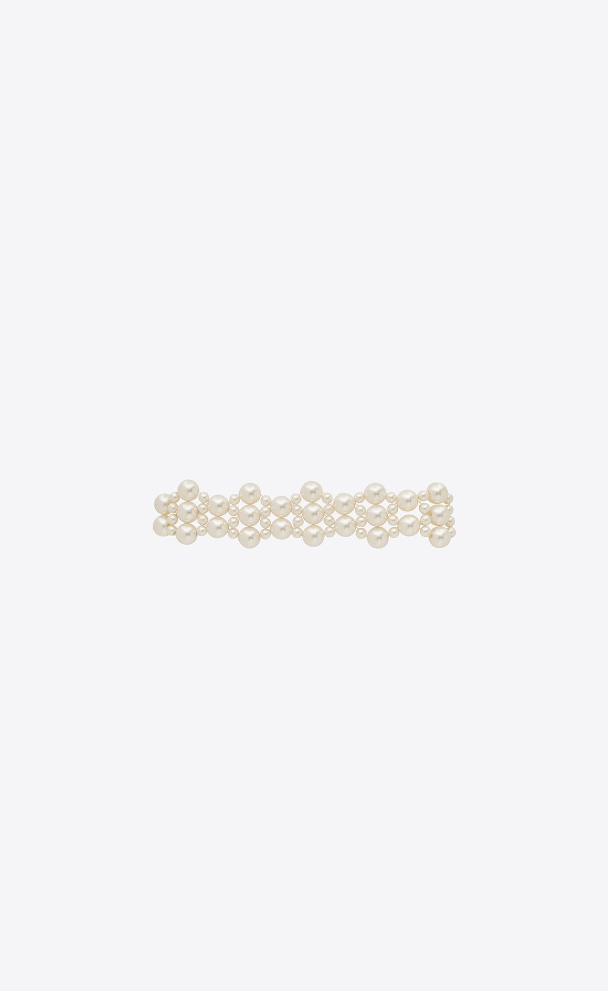YSL Alternating Pearls Bracelet In Metal Oxidised Silver And Cream | 6341972-RZ