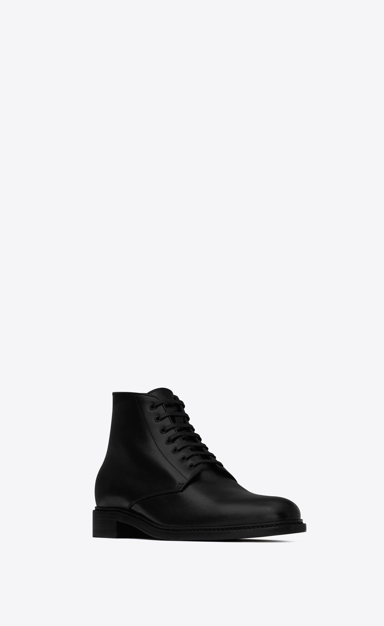 YSL Army Laced Booties In Shiny Leather Black | 3761059-BK