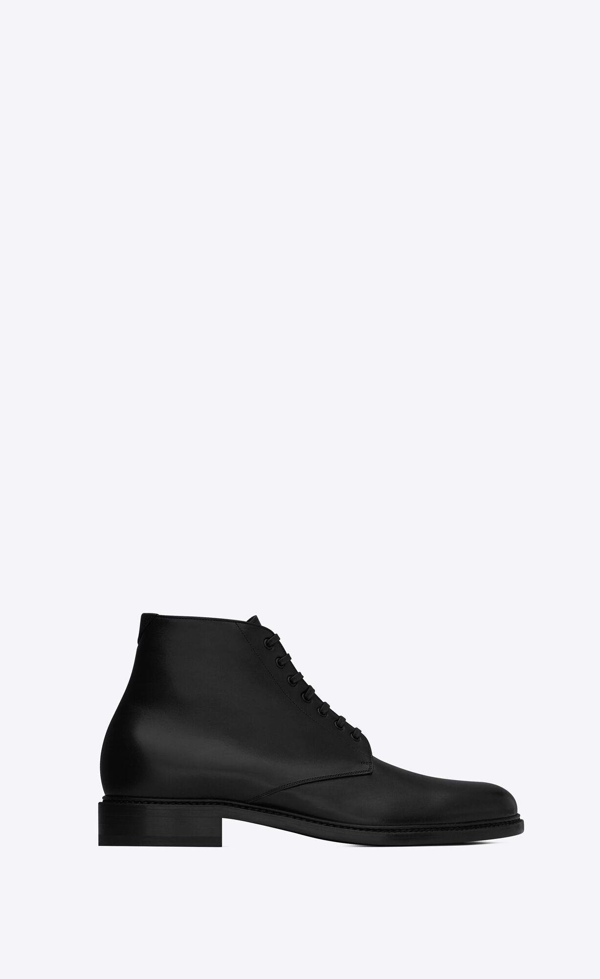 YSL Army Laced Booties In Shiny Leather Black | 3761059-BK