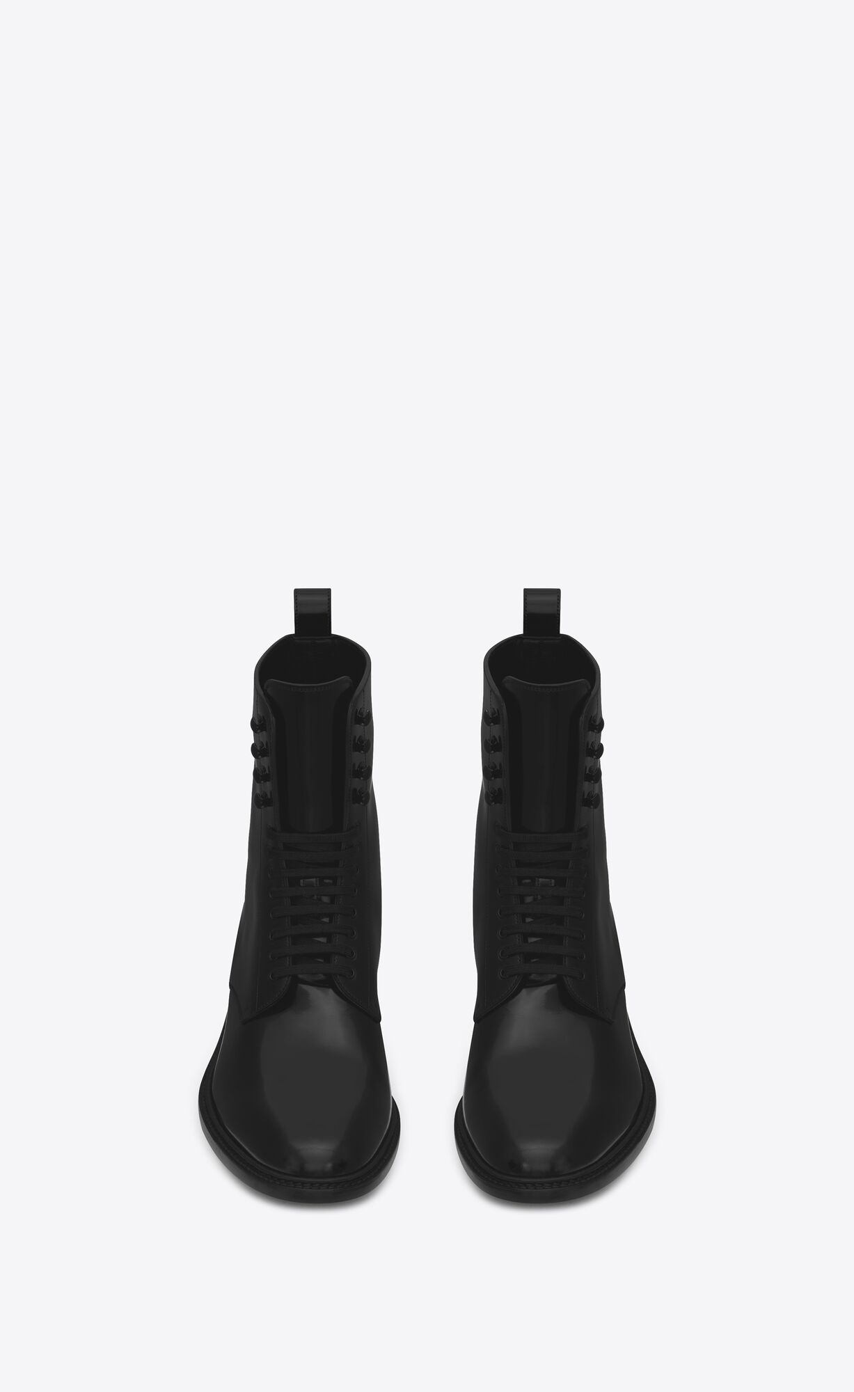 YSL Army Laced Boots In Shiny Leather Black | 8340675-ZU