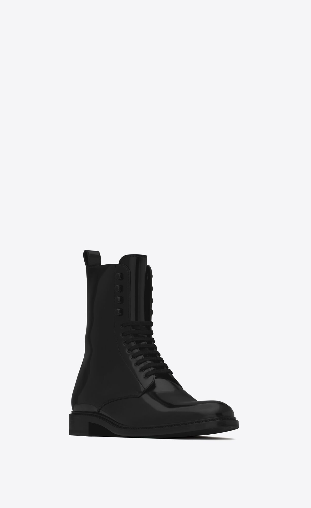 YSL Army Laced Boots In Shiny Leather Black | 8340675-ZU