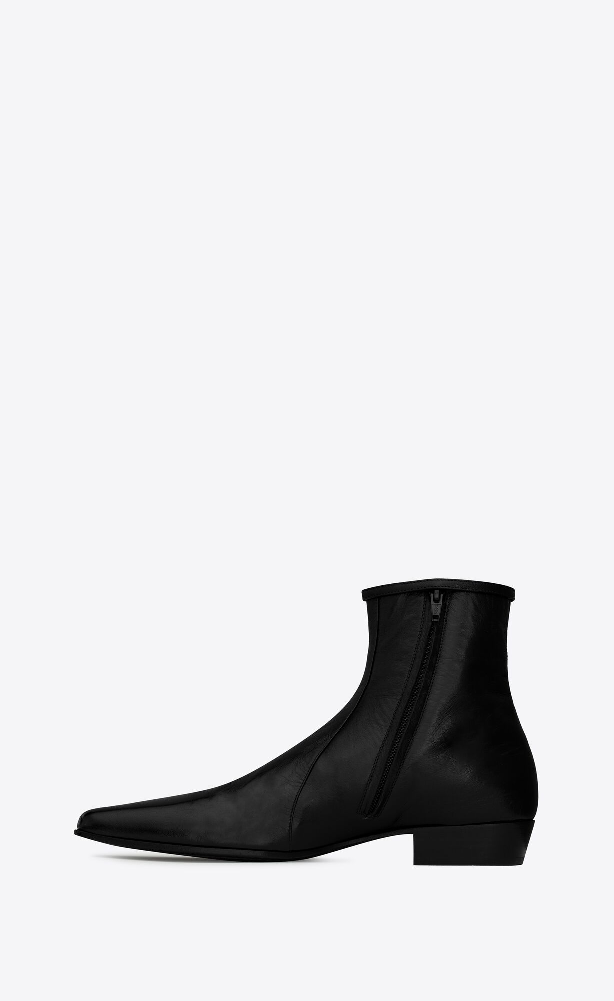 YSL Arsun Zipped Boots In Shiny Leather Black | 6127843-PB