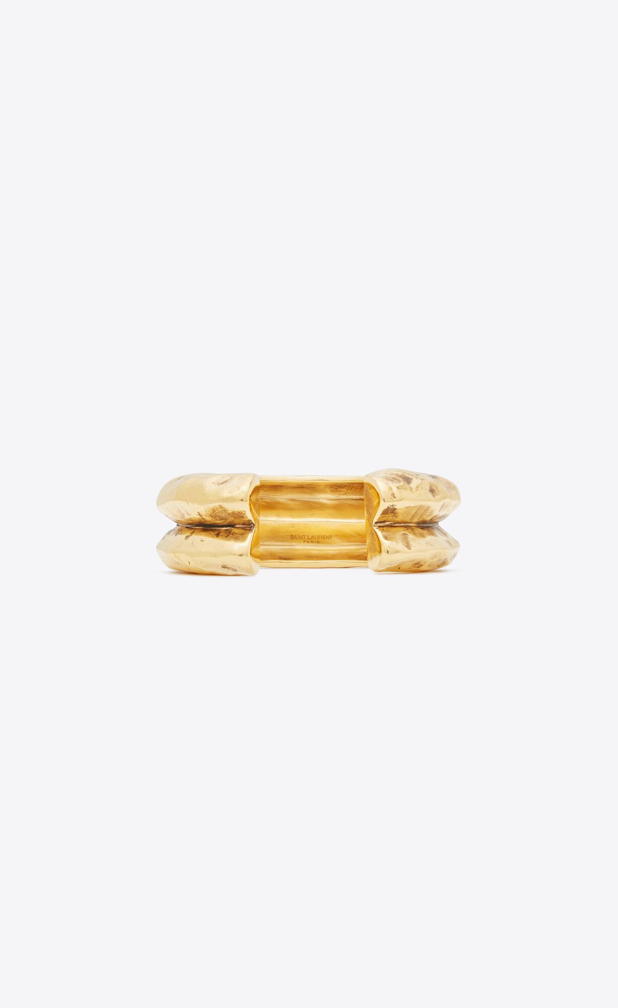 YSL Arty Groove Cuff Bracelet In Metal Satiny Aged Gold | 1536789-VA