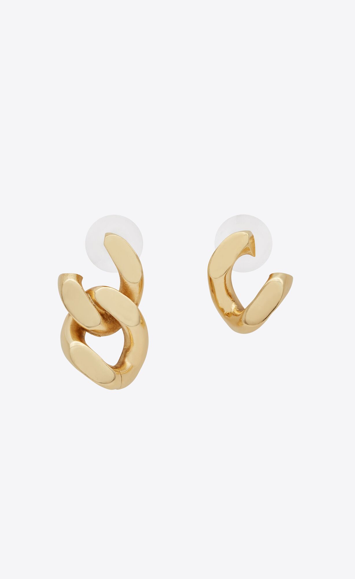 YSL Asymmetrical Curb Chain Earrings In Metal Brass Gold | 9514870-RG