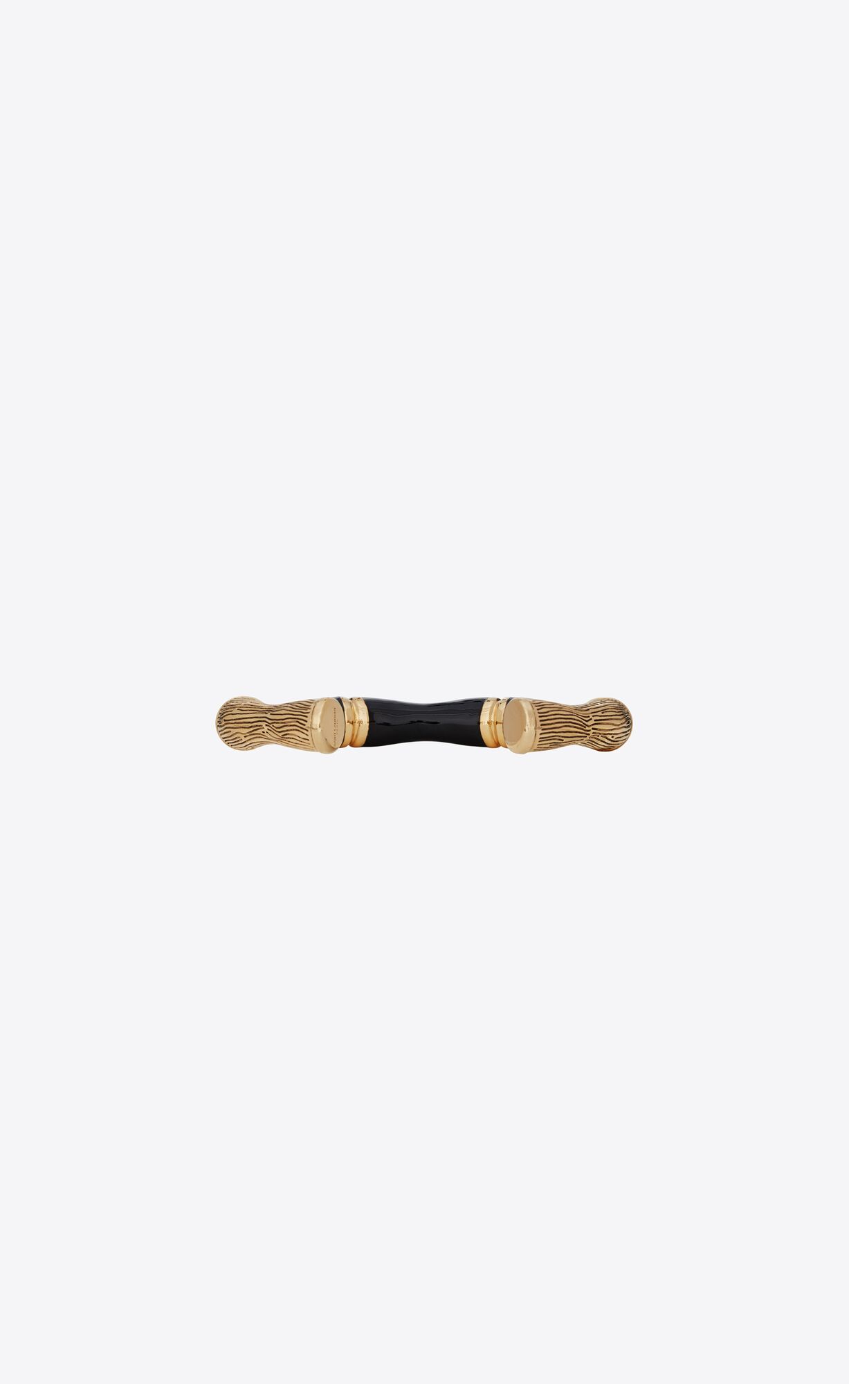 YSL Bamboo Open Cuff Bracelet Aged Brass Gold And Black | 0586239-WF