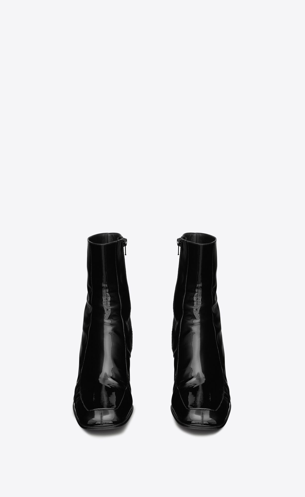 YSL Beau Zipped Boots In Patent Leather Noir | 9578421-ZS