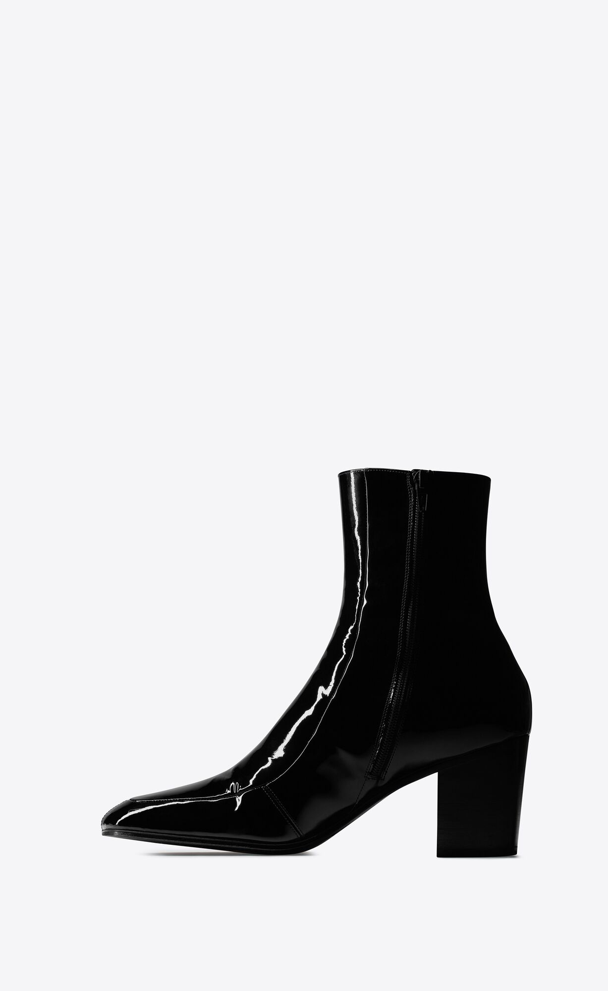 YSL Beau Zipped Boots In Patent Leather Noir | 9578421-ZS