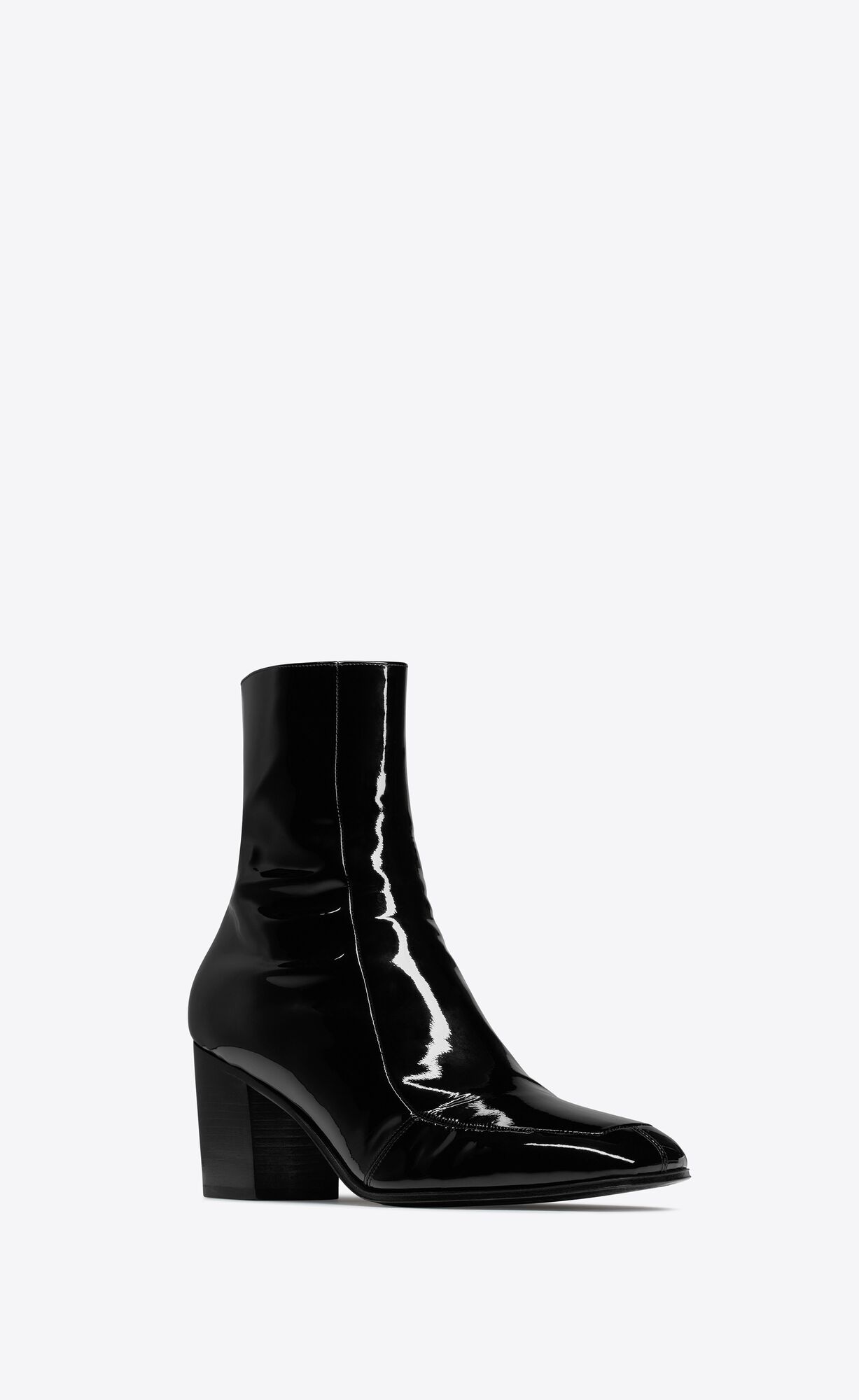 YSL Beau Zipped Boots In Patent Leather Noir | 9578421-ZS