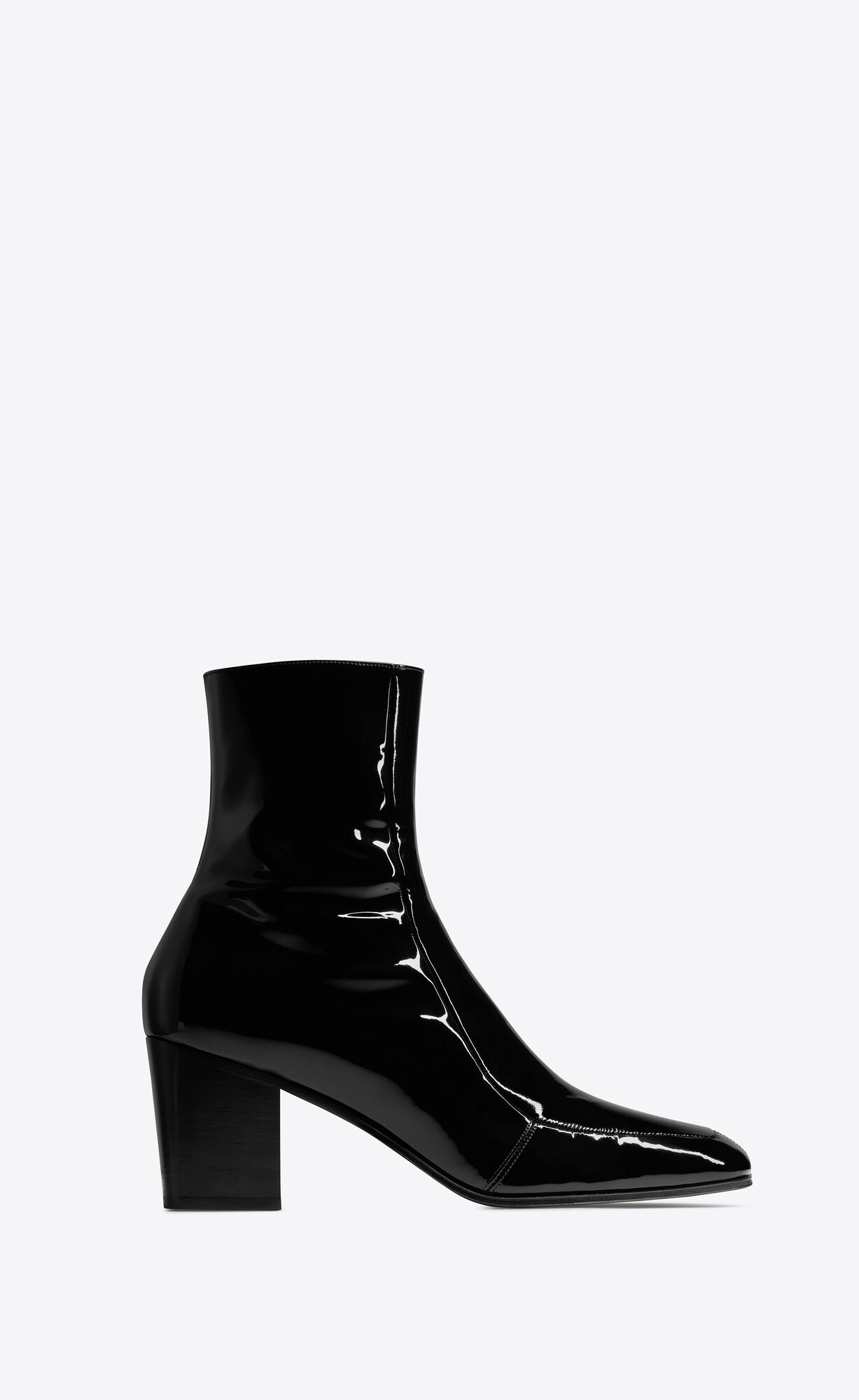 YSL Beau Zipped Boots In Patent Leather Noir | 9578421-ZS