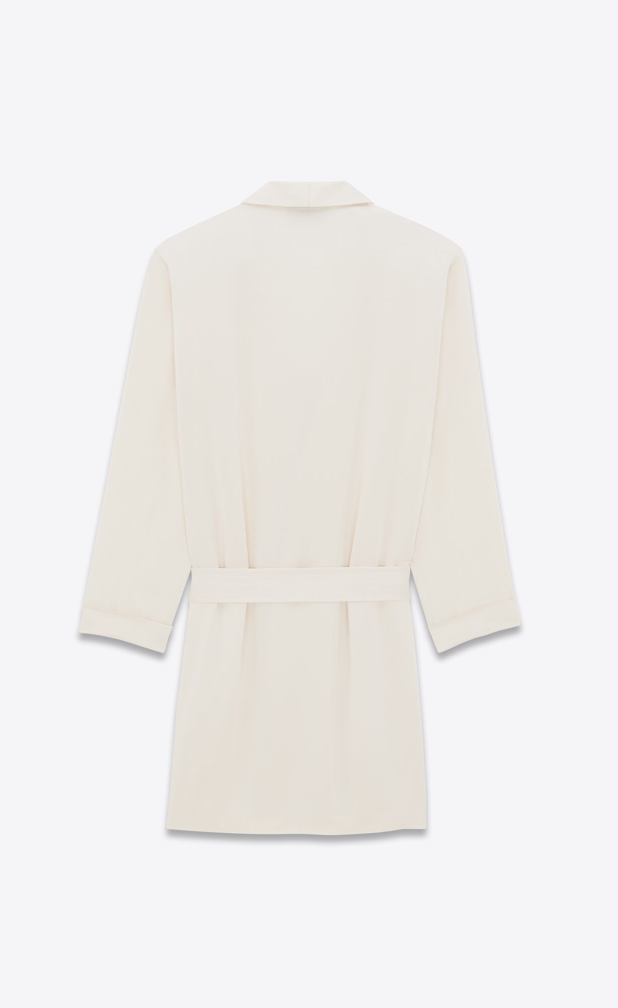 YSL Belted Jacket In Crepe Satin Craie | 2791456-AI