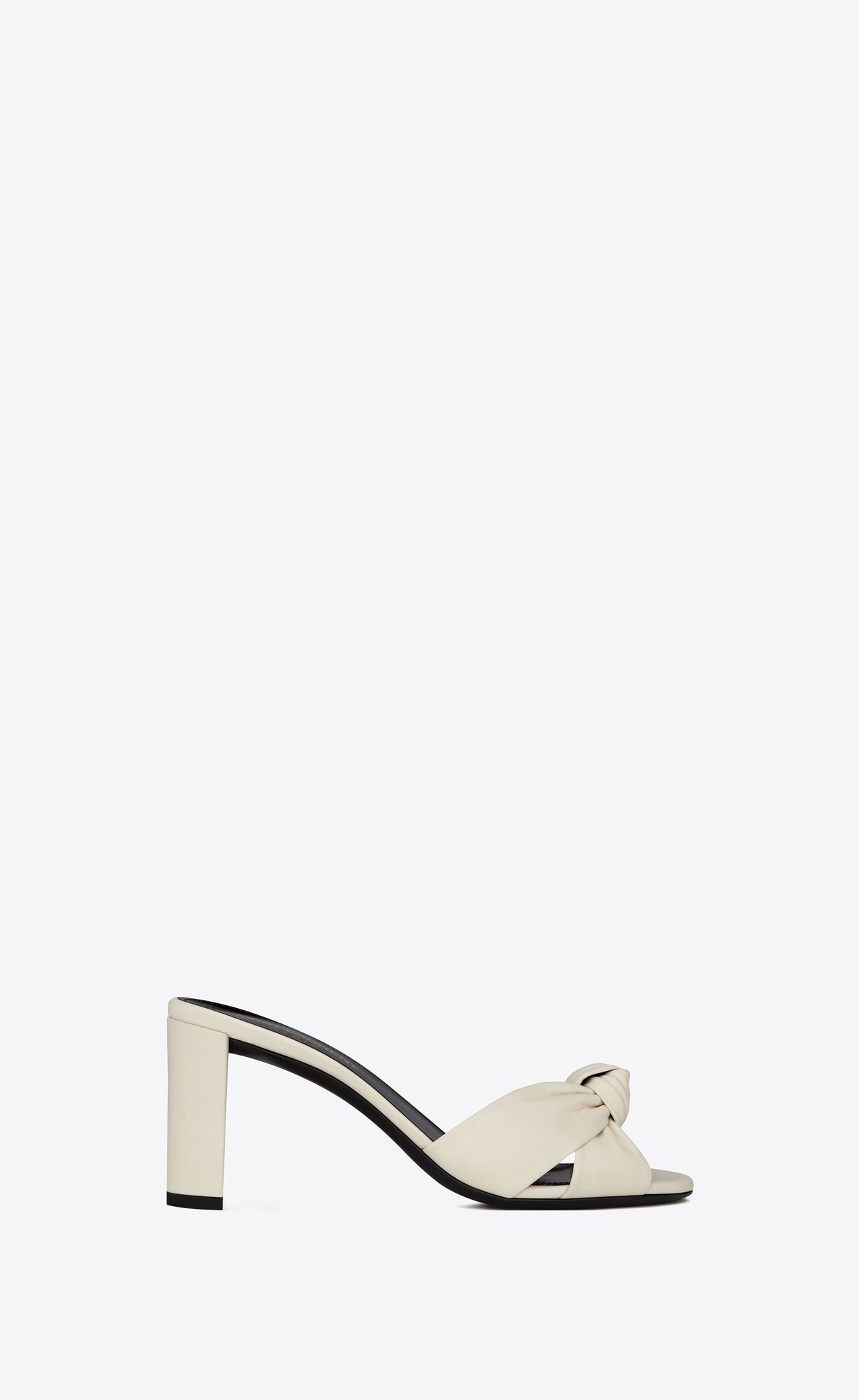 YSL Bianca Heeled Mules In Smooth Leather Pearl | 7054639-CD