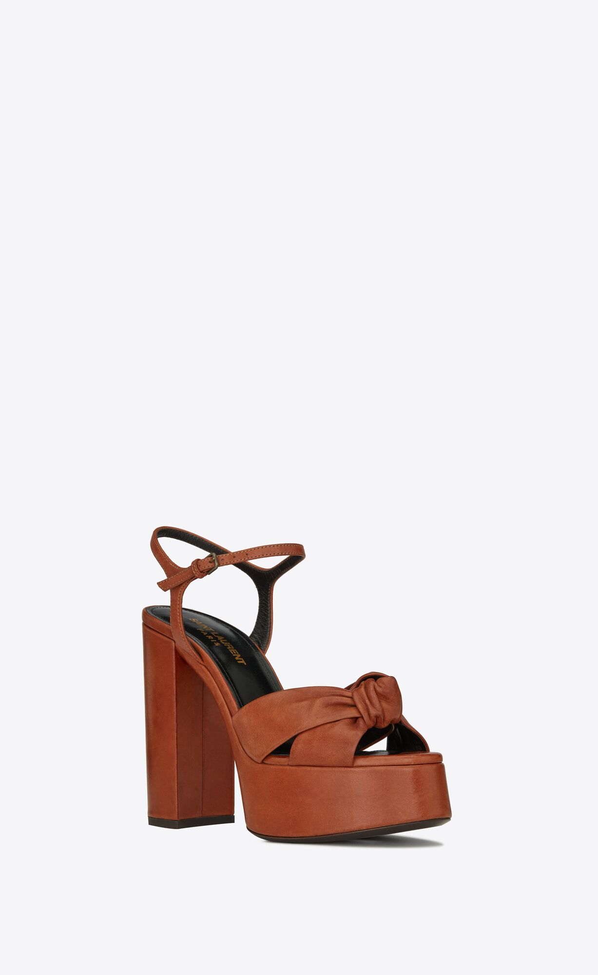 YSL Bianca Platform Sandals In Smooth Leather Toffee | 0372591-VL